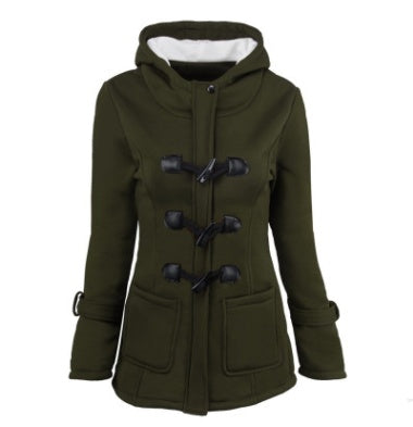 warm winter fur collar jackets women new horn button