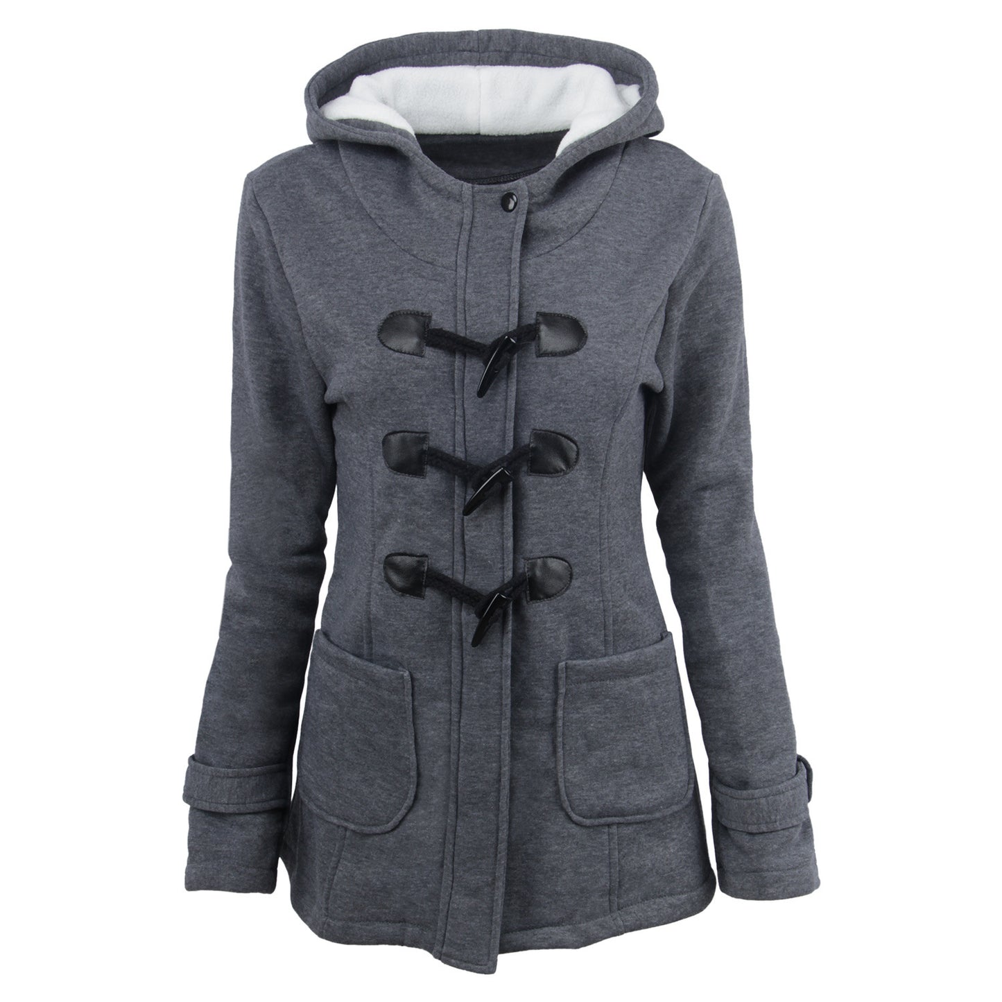 warm winter fur collar jackets women new horn button