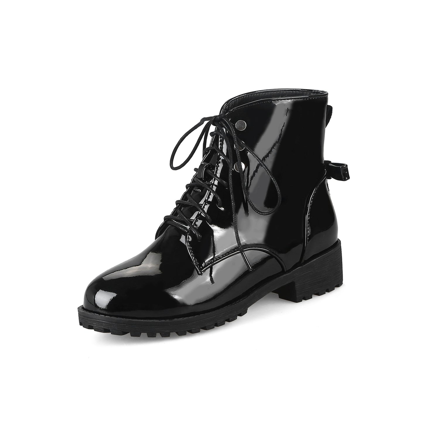 Front Lace-up Martin Lacquered Large Size Foreign Trade Women's Short Boots