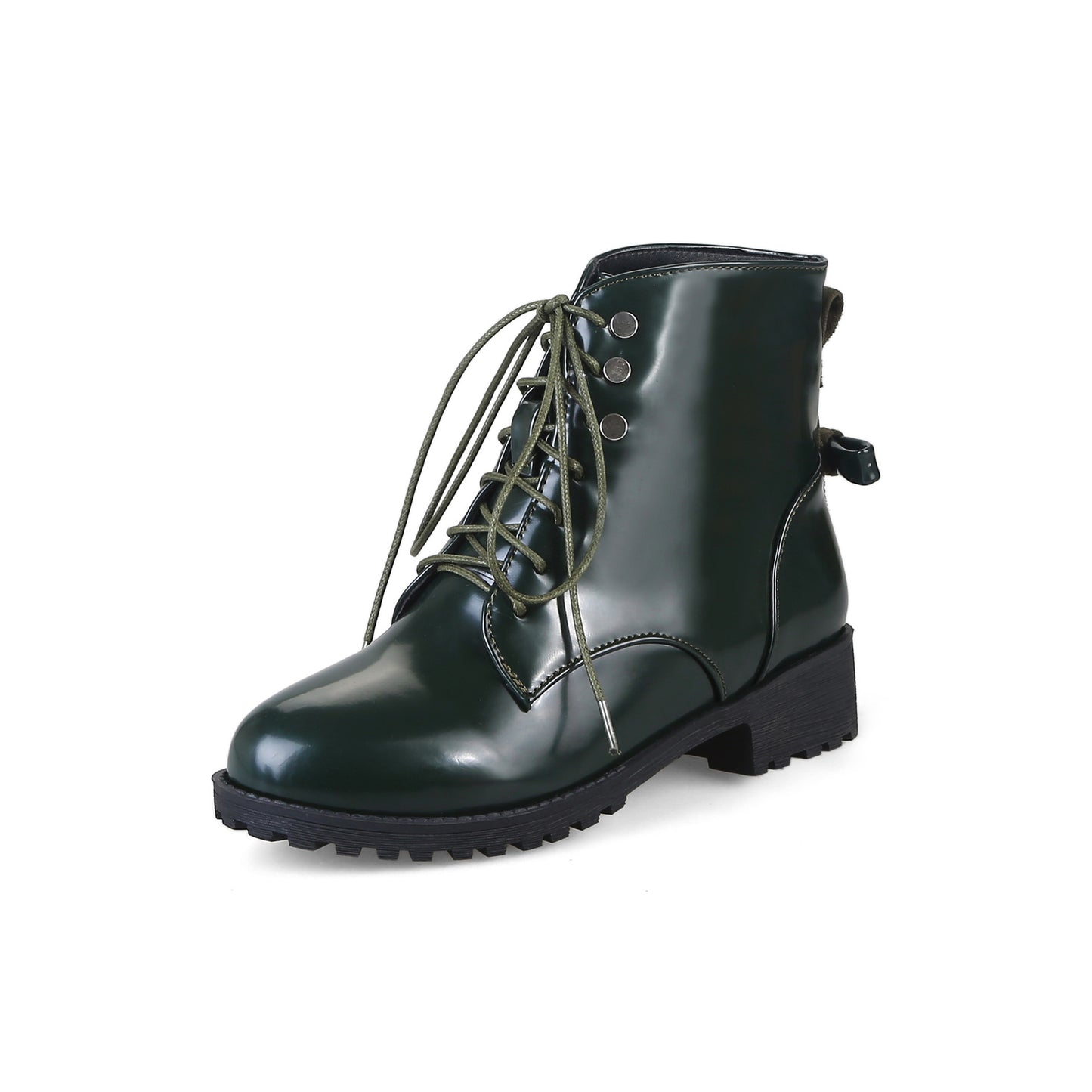 Front Lace-up Martin Lacquered Large Size Foreign Trade Women's Short Boots