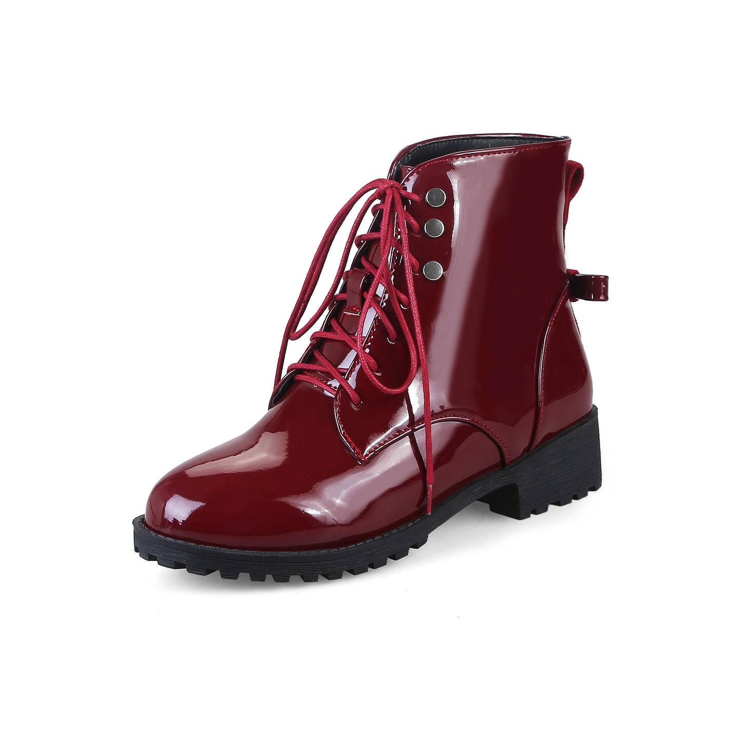 Front Lace-up Martin Lacquered Large Size Foreign Trade Women's Short Boots