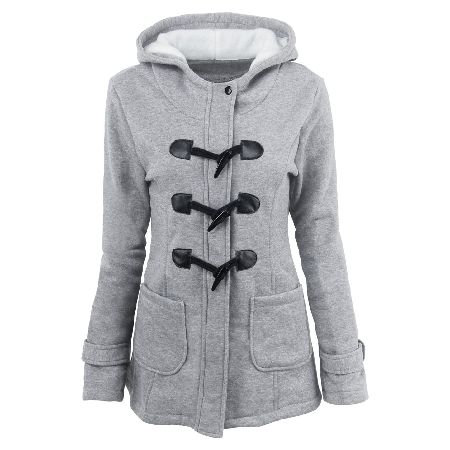 warm winter fur collar jackets women new horn button